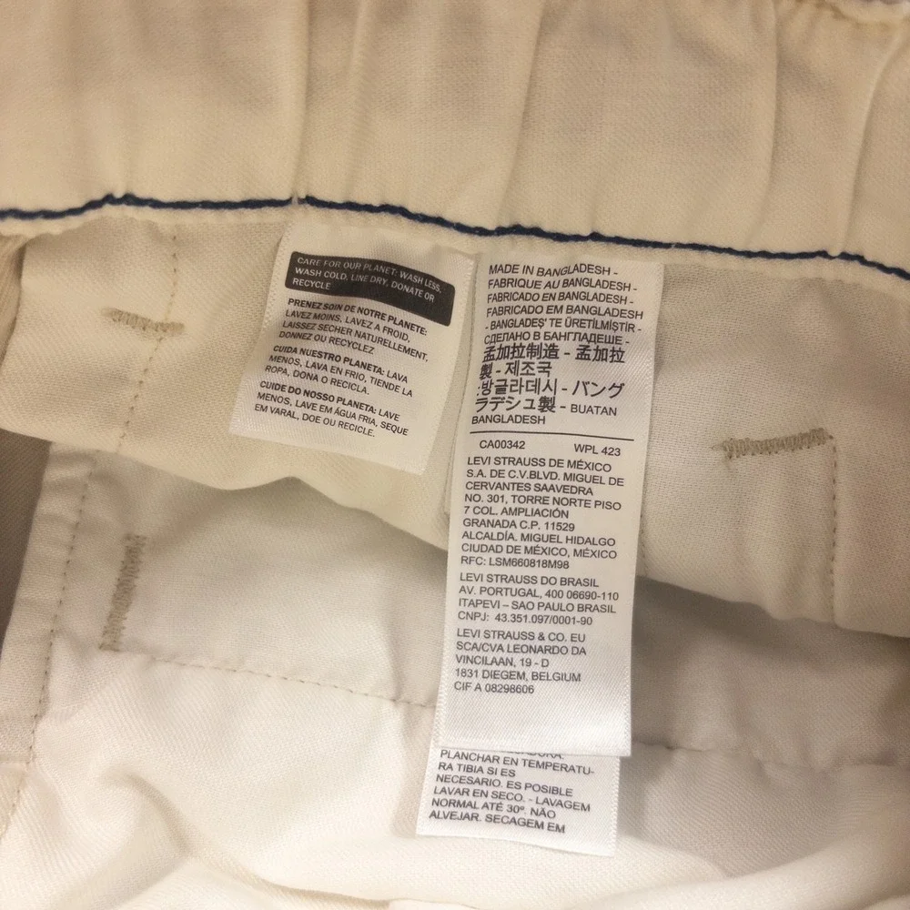 Levis XX Chino EZ Shorts Mens XXL Tan Khaki Elastic Waist Relaxed Fit Cotton
